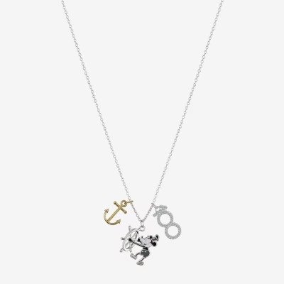 Classics 100 Celebration Cubic Zirconia Pure Silver Over Brass 16 1/2 Inch Box Anchor Mickey Mouse Pendant Necklace