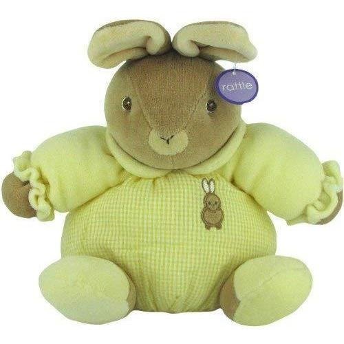Baby Bow Plush Stuffed Rattle Bunny in Yellow by Russ