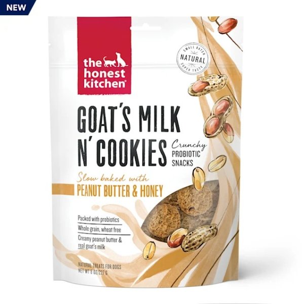 Goat's Milk N' Cookies: Slow Baked with Peanut Butter & Honey Dog Treats, 8 oz. | Petco