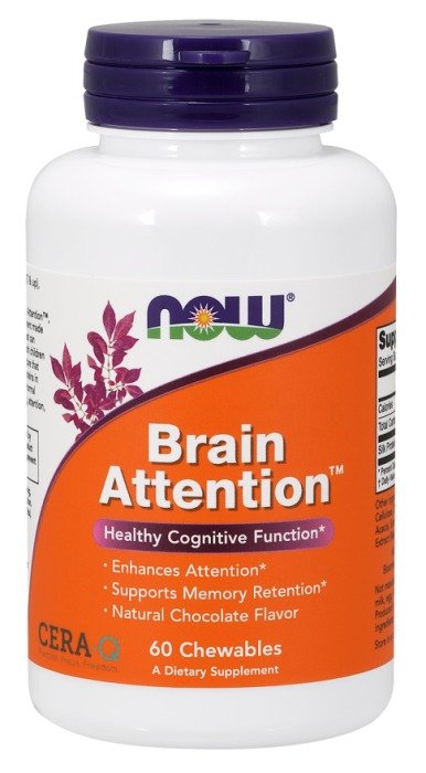 NOW Foods Brain Attention 补脑素 天然巧克力味 60片咀嚼片