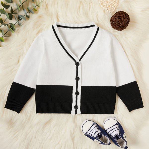 Baby / Toddler Colorblock Striped Knitted Cardigan