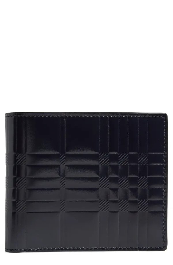 Check Embossed Leather Wallet