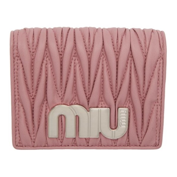 - Pink Quilted Logo Wallet