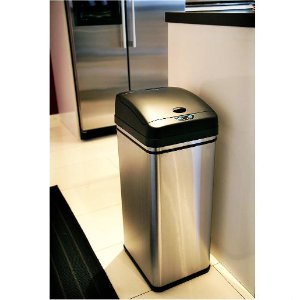 Lightning deal-iTouchless Deodorizer Touch-Free Sensor 13-Gallon Automatic Stainless-Steel Trash Can