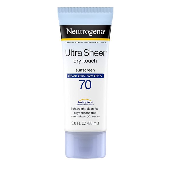 Ultra Sheer Dry-Touch Water Resistant and Non-Greasy Sunscreen Lotion with Broad Spectrum SPF 70+, 3 Fl Oz (Pack of 1)