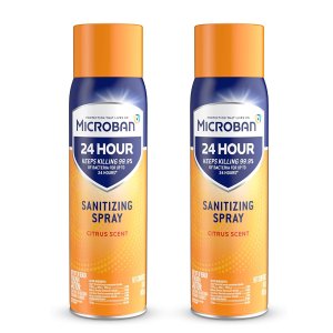 Microban 24 Hour Disinfectant Sanitizing Spray, Citrus Scent, 2 Count