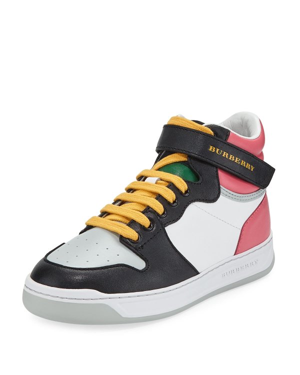 Duck Leather Colorblock High-Top Sneaker, Toddler/Kids