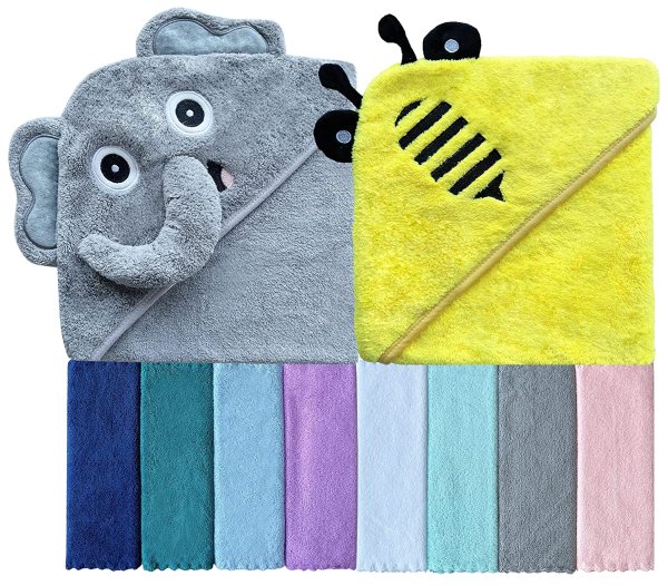 Sunny zzzZZ Baby Hooded Bath Towel and Washcloth Sets