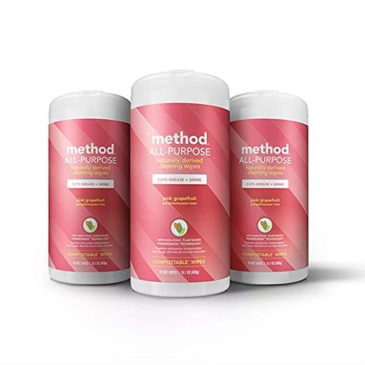 Method All-Purpose Cleaning Wipes, Pink Grapefruit, 15.1 Ounces, 3 Count
