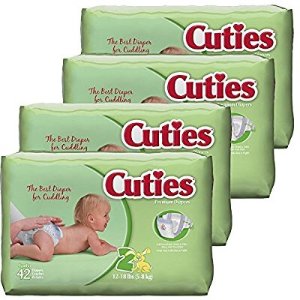 Cuties Baby Diapers, Size 2, 42-Count, Pack of 4