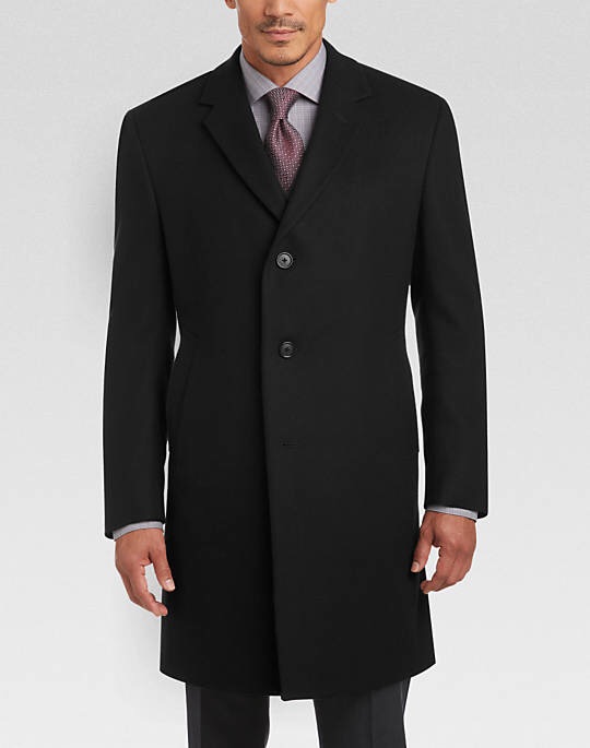 Kenneth Cole Black Modern Fit Topcoat