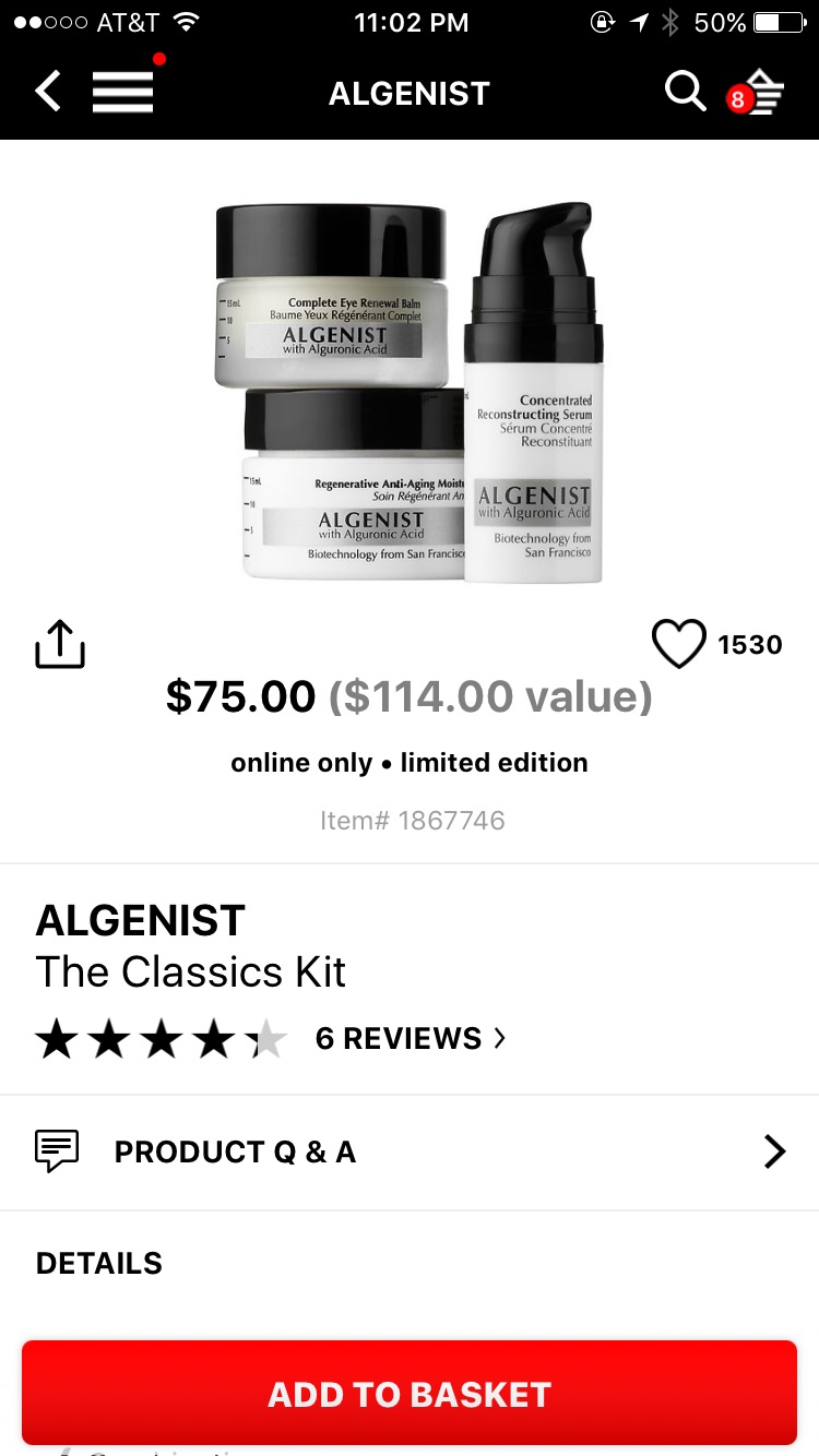 Sephora 现有Algenist 套装 The Classics Kit