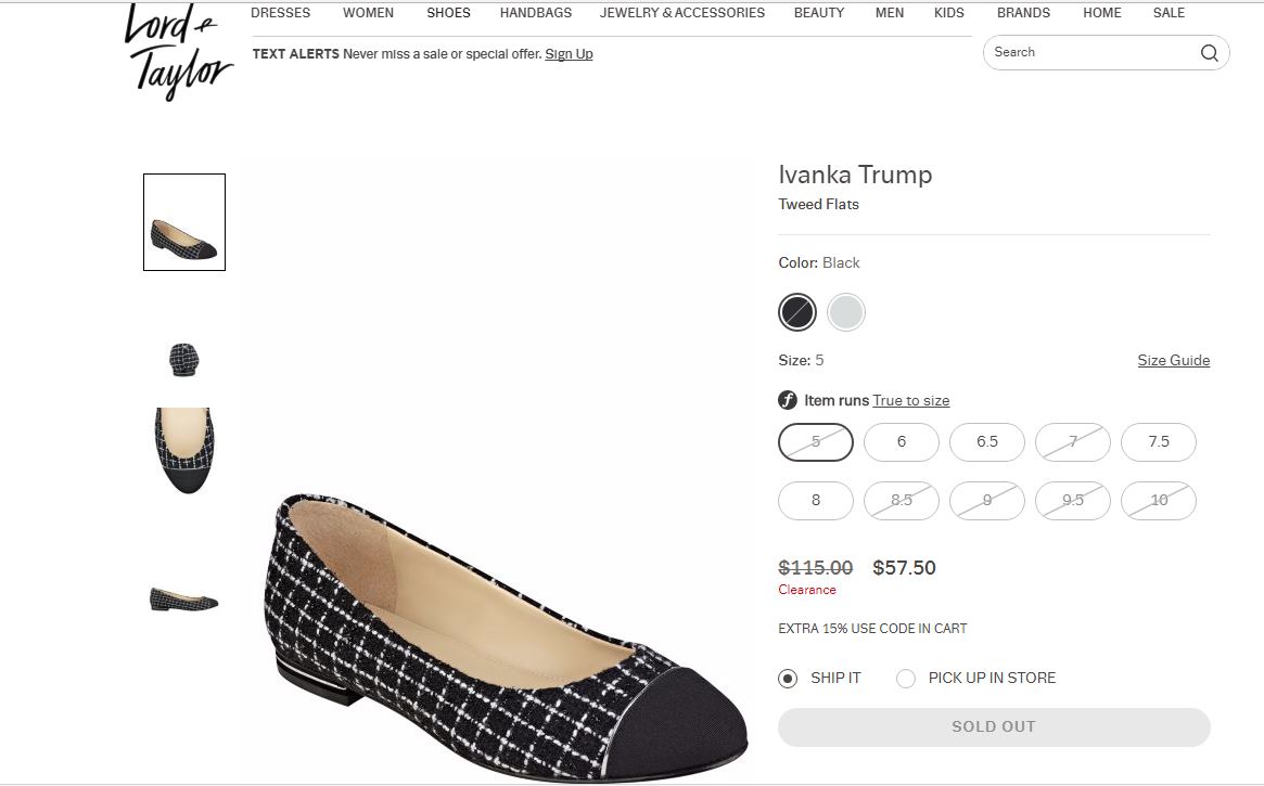 Ivanka Trump小香风粗花呢平跟鞋