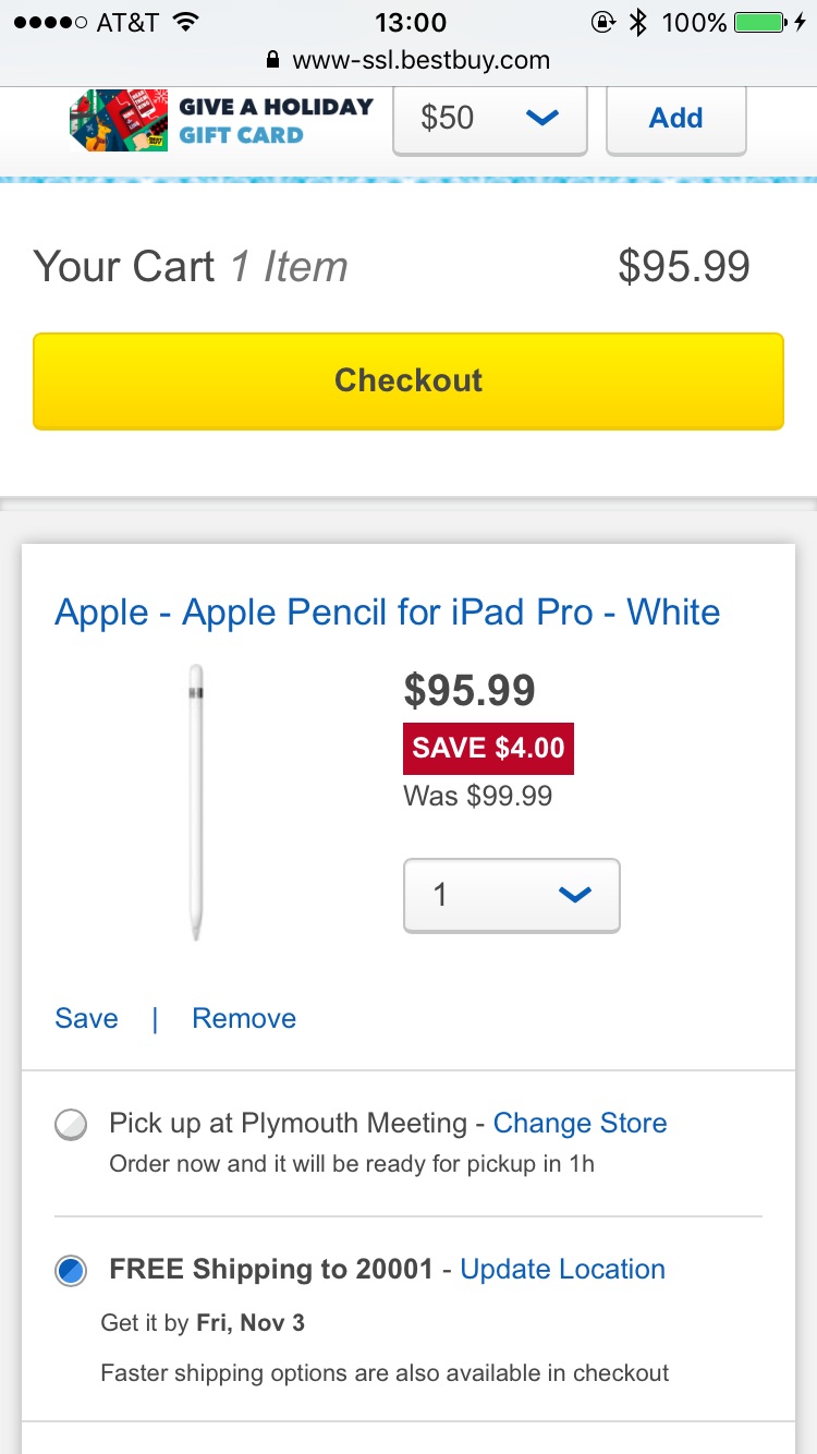Apple Apple Pencil for iPad Pro White MK0C2AM/A