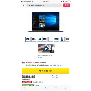 $899.99 联想 - Yoga 910二合一14“触摸屏笔记本电脑
