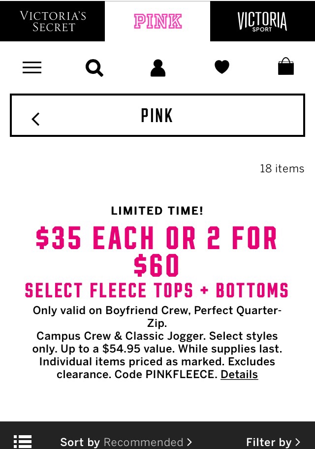 $35 Fleece Tops & Bottoms - Victoria's Secret
