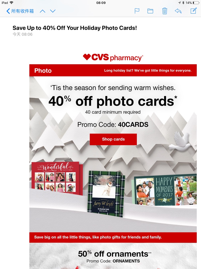 CVS pharmacy photo card 40%off
