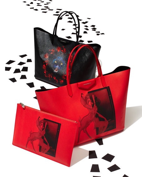 Givenchy Antigona Coated Canvas Shopper Tote Bag, Red Bambi