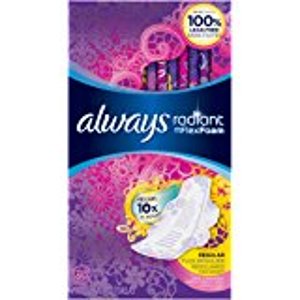 Always Radiant Regular Feminine Pads with Wings, Scented, 30 Count - Pack of 3 (90 Total Count)