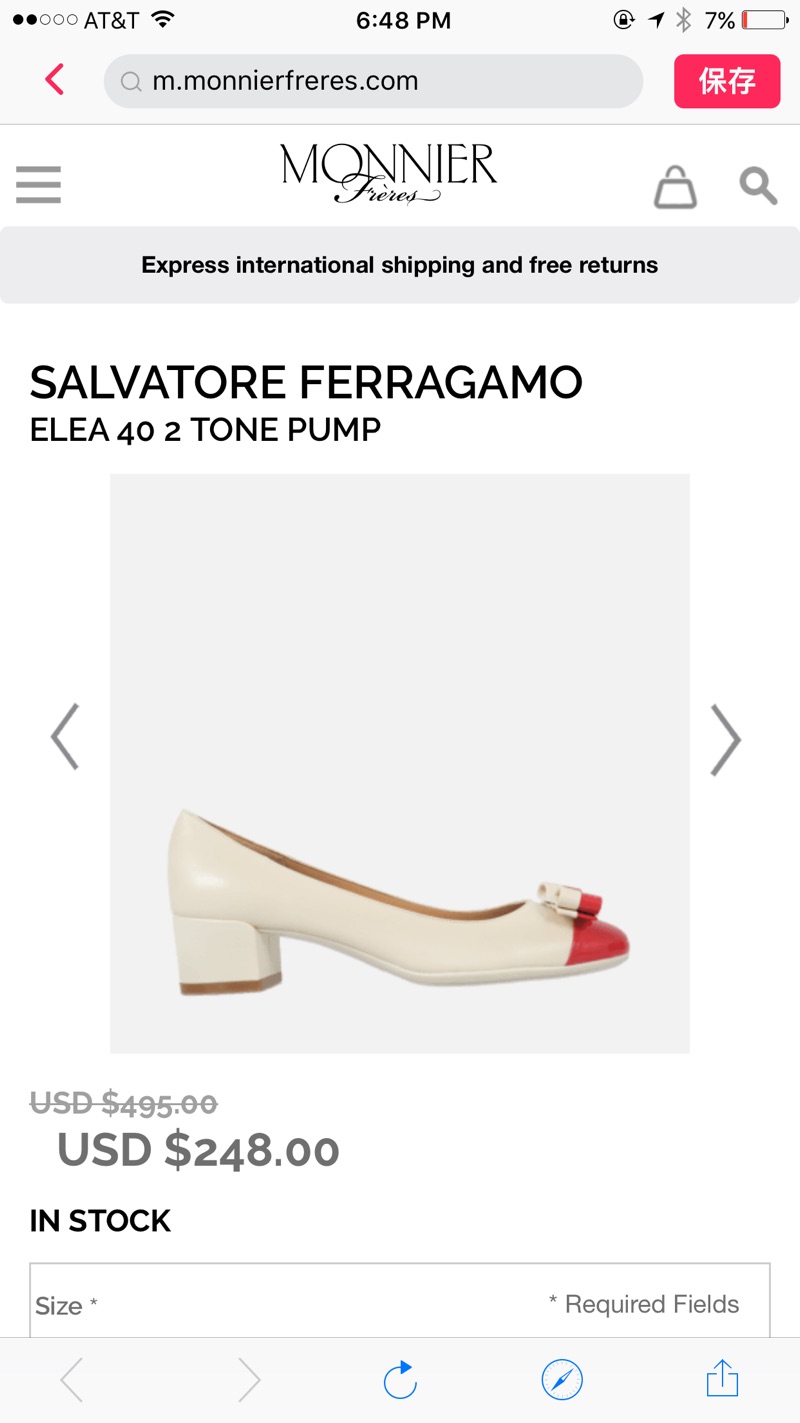 Salvatore Ferragamo蝴蝶结拼色低跟单鞋半价热卖