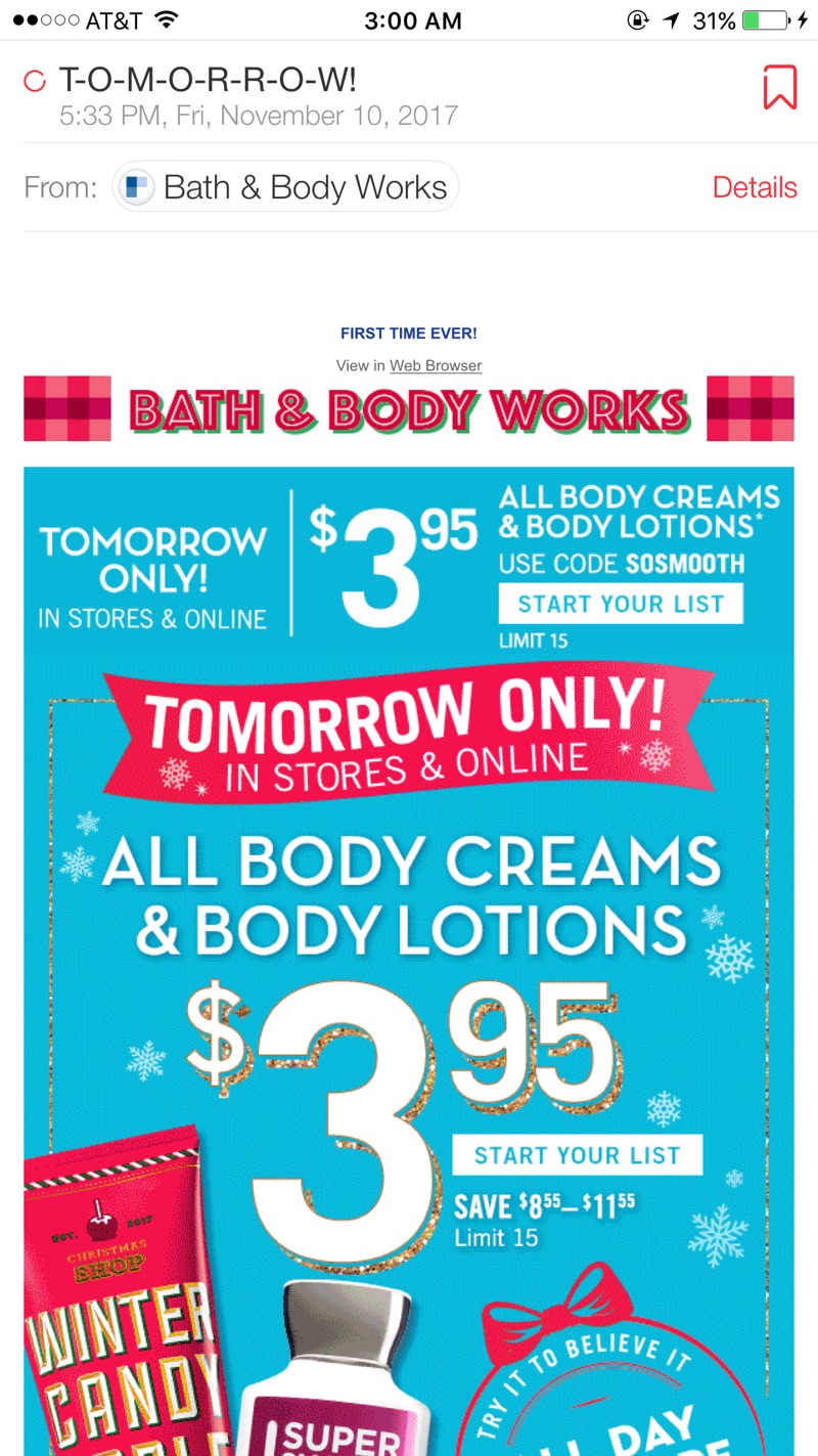 Bath & Body Works 身体乳促销