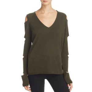 $131.60 AQUA Cashmere V领毛衣