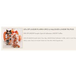 第二件5折+ Halloween 糖果5折 Lindt:巧克力 买一件