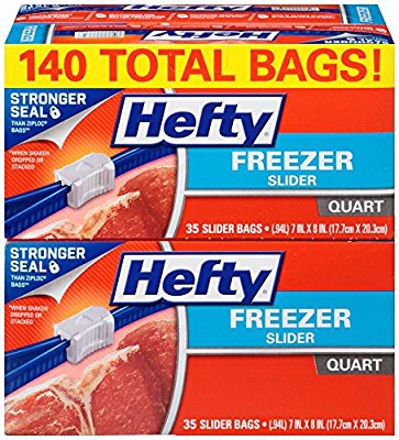 Hefty Slider 肉类冷冻储藏袋 (Quart规格, 140支)，