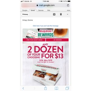 2 个只要$13 Krispy Kreme 甜甜圈促销