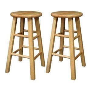 Winsome Wood 24-Inch Square Leg Barstool with Natural Finish, Set of 2