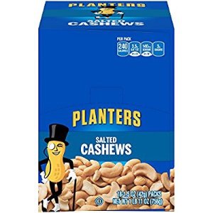 Planters Cashews, Salted, 1.5 Ounce Single Serve Bag (Pack of 18)