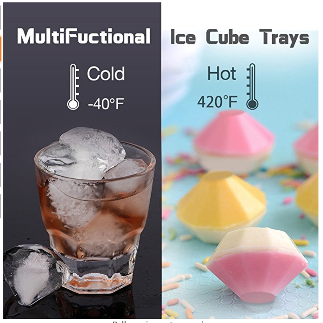2Pack可热可冷，钻石形状的 Ice Cube Tray