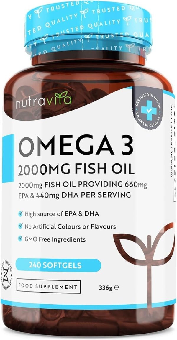 Omega 3 鱼油 2000mg – 240 粒 (4个月) 