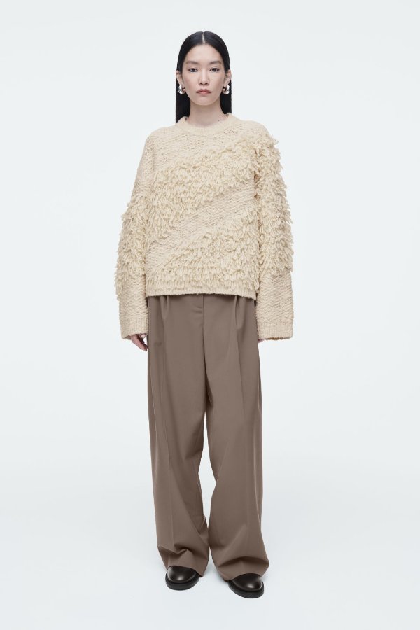 TEXTURED LOOP-KNIT WOOL JUMPER