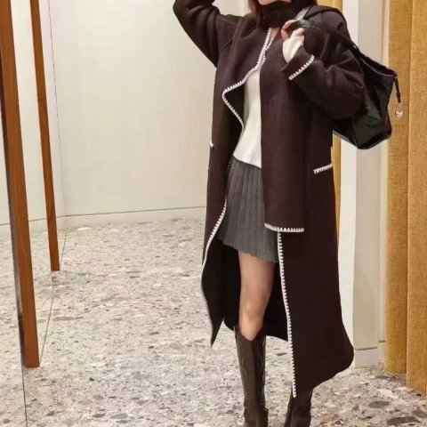 Maje刺绣双面呢大衣