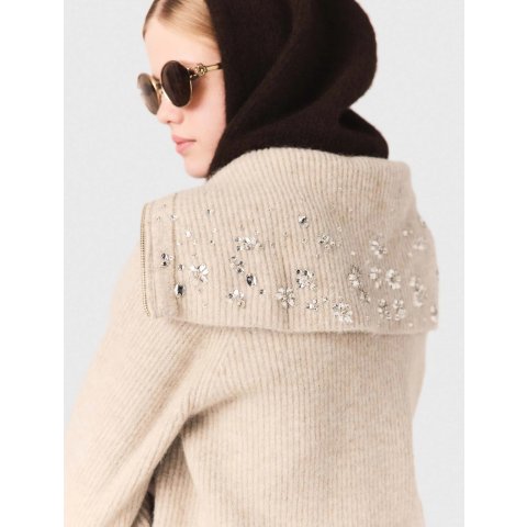 Maje半拉链水钻套头衫