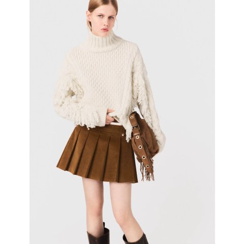 Maje流苏羊毛混纺毛衣