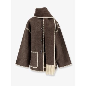 刺绣羊毛混纺围巾夹克