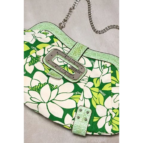 Guess绿色花卉单肩包