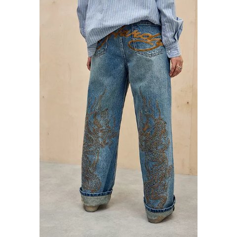 Ed Hardy烟草刺绣牛仔裤