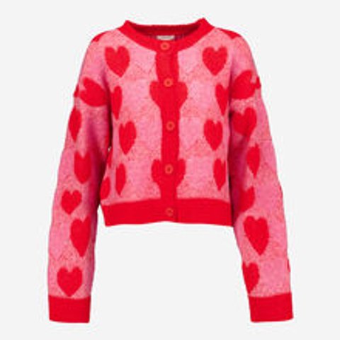 红色爱心针织开衫