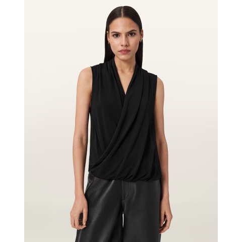 AllSaints Adaline V领裹身上衣 黑色