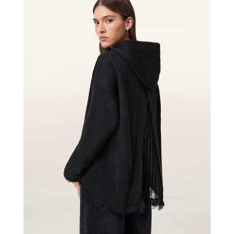 AllSaints Nia 黑色蕾丝连帽衫