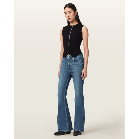 AllSaints Maisie 喇叭牛仔裤 中蓝色