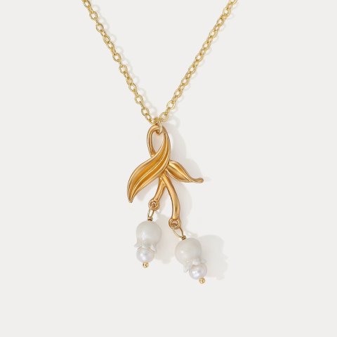 Lily of the Valley 金色叶子项链