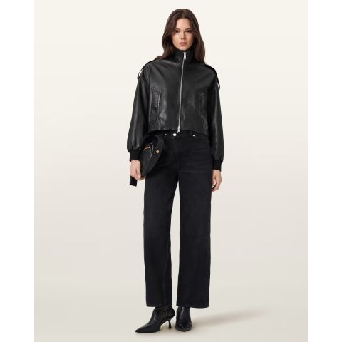 AllSaints Lowden 黑色皮夹克