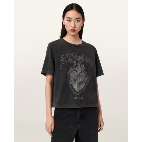 AllSaints Lisa Boxy图案T恤 黑色