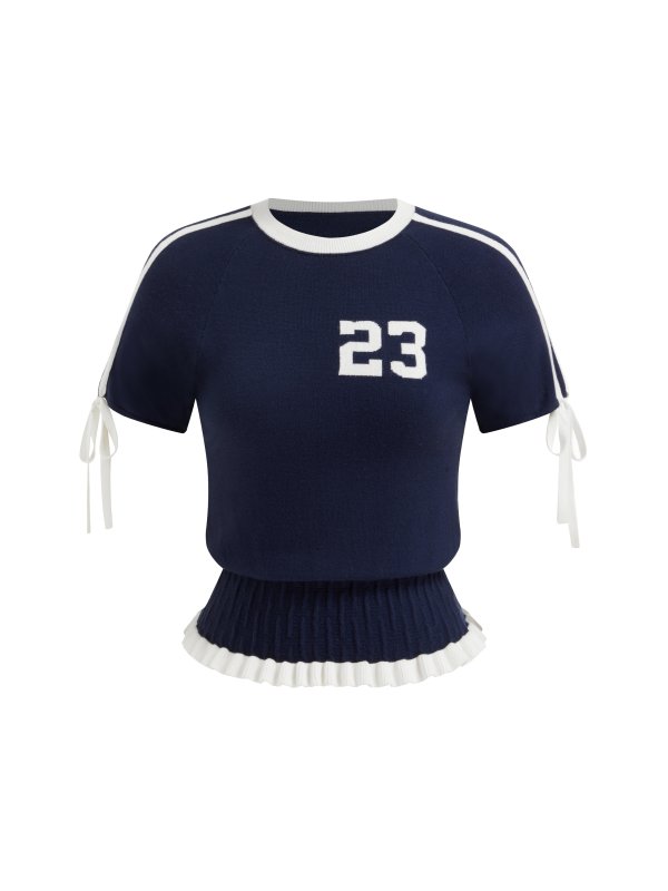 Knit 23拼色针织上衣