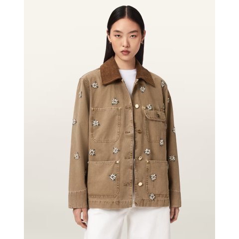 AllSaints完全prada啊。。 Bex 牛仔夹克 棕色