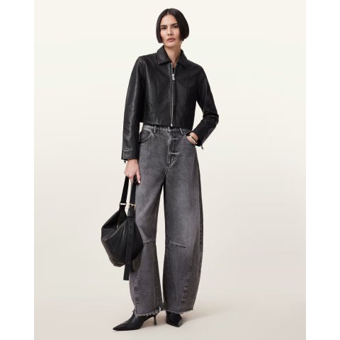 AllSaints Alma 黑色皮夹克
